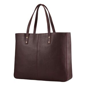 Genuine Cow Leather Tote Bag Vintage Large
Handbag (Dark Brown)